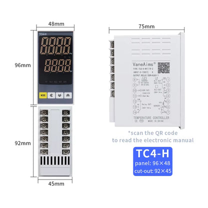Thermostat Digital Temperature Controller 220V AC PT100 K J Input TC4S TC4H TC4L TC4M PID Temp Control Thermoregulator 1300℃