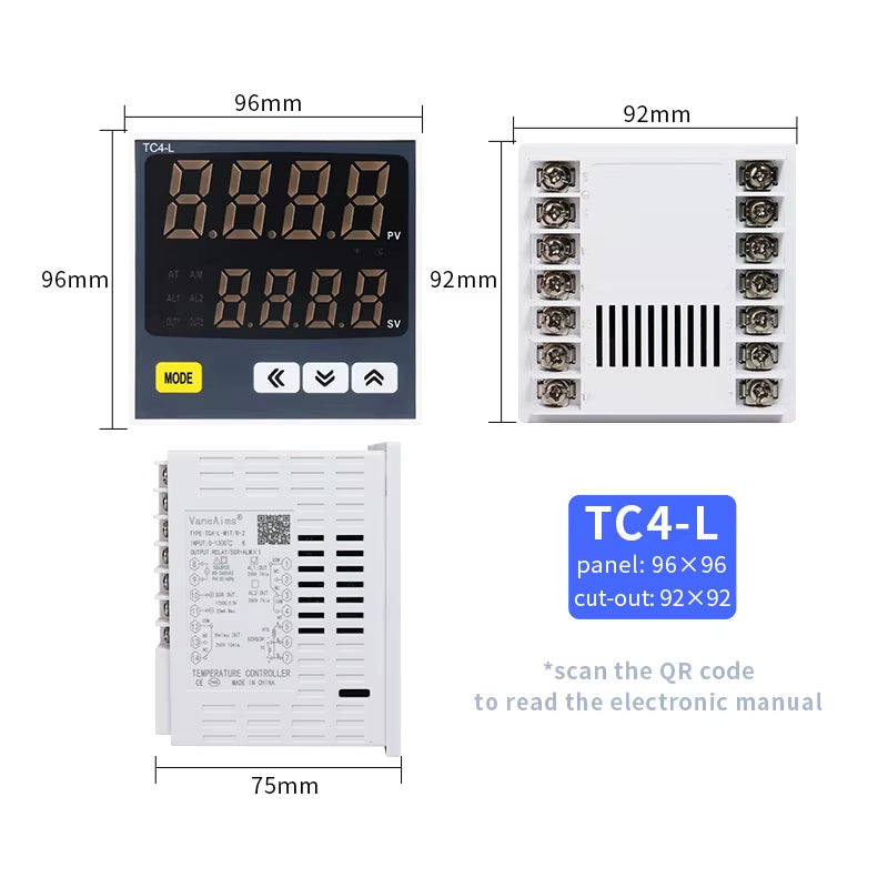 Thermostat Digital Temperature Controller 220V AC PT100 K J Input TC4S TC4H TC4L TC4M PID Temp Control Thermoregulator 1300℃