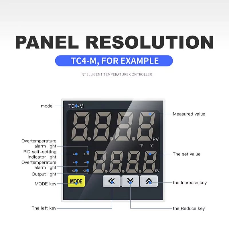 Thermostat Digital Temperature Controller 220V AC PT100 K J Input TC4S TC4H TC4L TC4M PID Temp Control Thermoregulator 1300℃