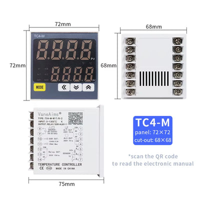 Thermostat Digital Temperature Controller 220V AC PT100 K J Input TC4S TC4H TC4L TC4M PID Temp Control Thermoregulator 1300℃