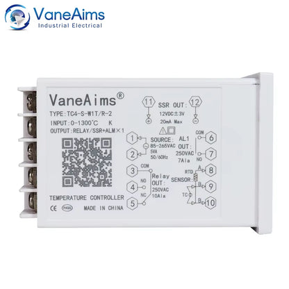 Thermostat Digital Temperature Controller 220V AC PT100 K J Input TC4S TC4H TC4L TC4M PID Temp Control Thermoregulator 1300℃