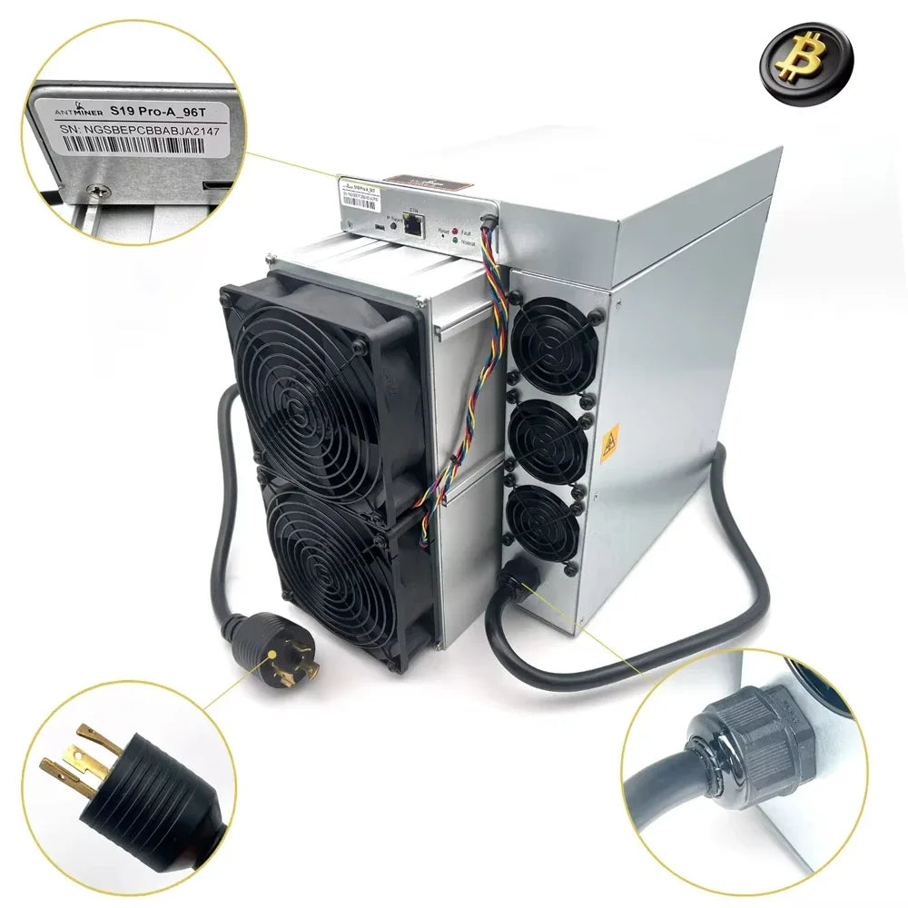 Bitmain Antminer S19J Pro 104Th/S SHA-256 Bitcoin Miner29.5J/Th Ultra-Low Power in Stock with PSU Fast Shipping